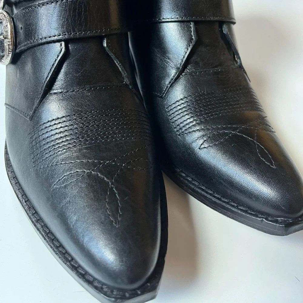 TOGA Pulla Black Silver Ankle Boots Western Style - Picture 3 of 7